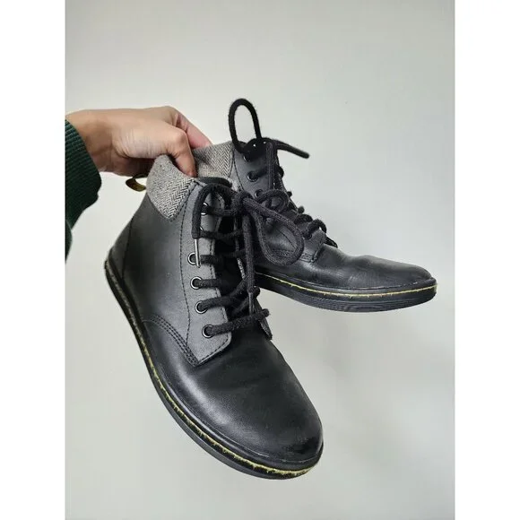 Doc Martens Maelly black gray houndstooth leather boots 6 Doc Martens Maelly black gray houndstooth leather... | Depop main image 3